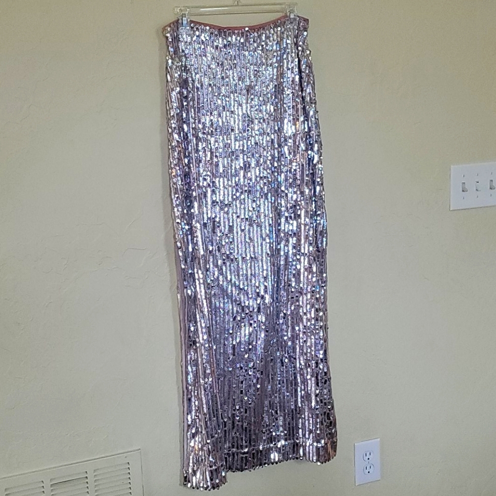 Rose gold Sequin maxi skirt